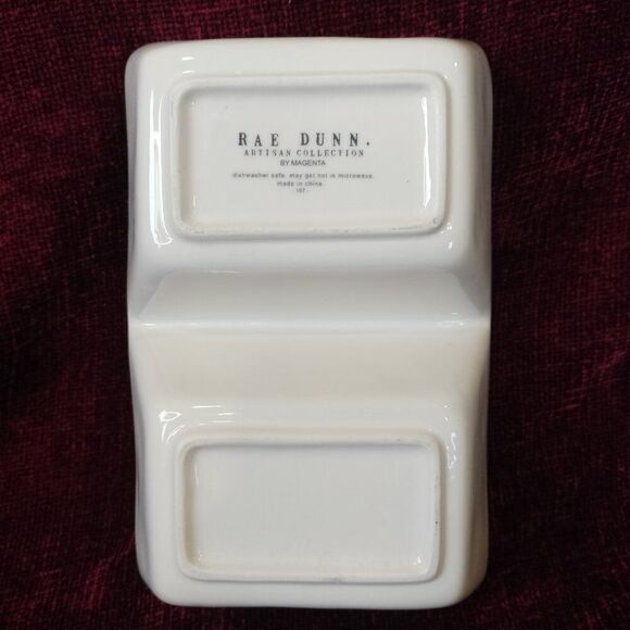 RAE DUNN Divided Double Dish MINE/YOURS Trinket Snack Salsa Dish by Magenta - Picture 4 of 9